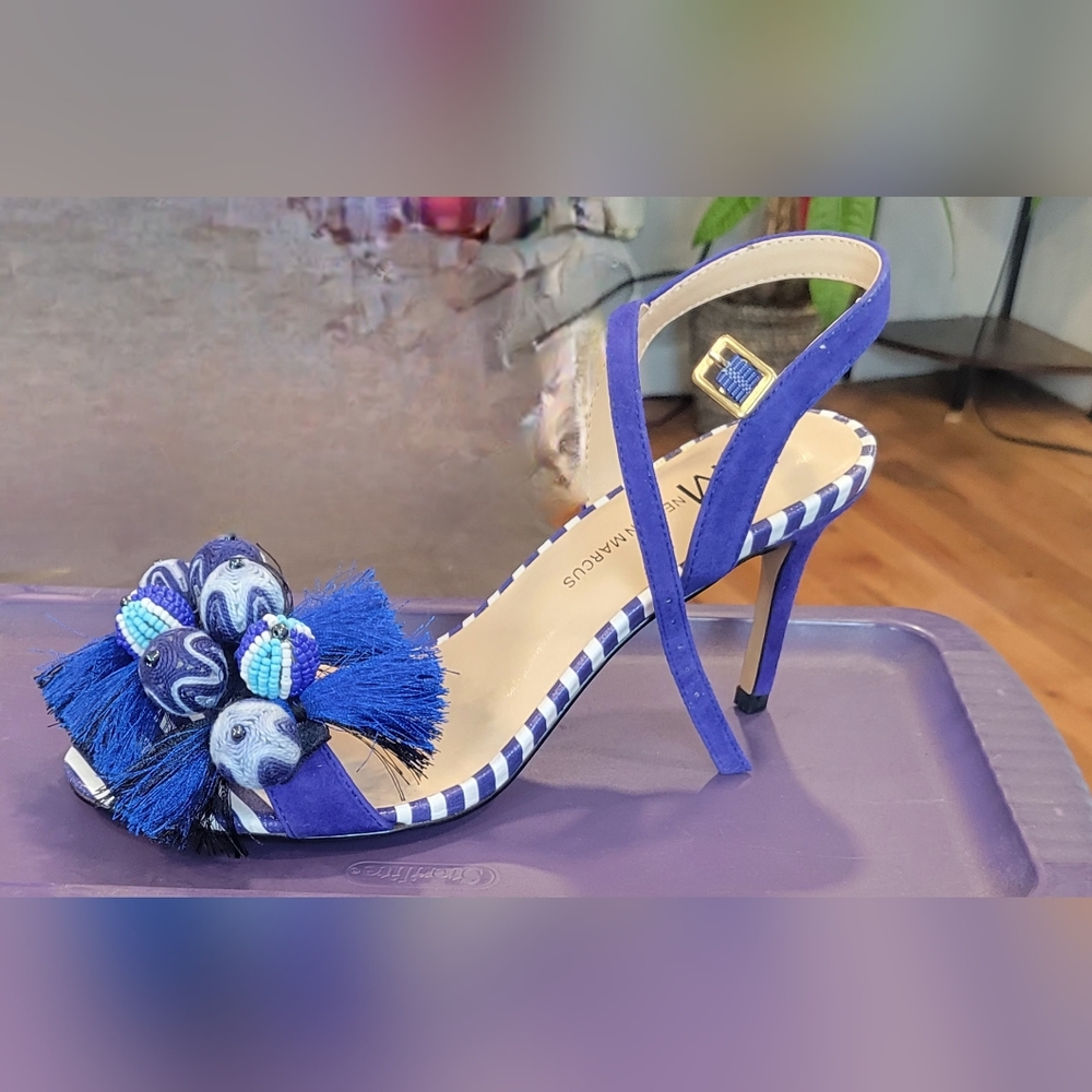 Blue suede sandals
